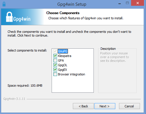 composants installateur gpg4win